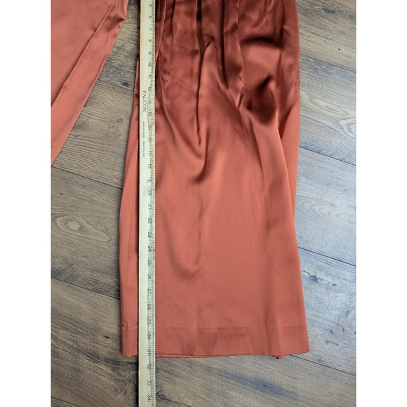 Banana Republic Rust Orange 100% Silk Wide Leg Palazzo Pants Size 6 - Picture 9 of 10